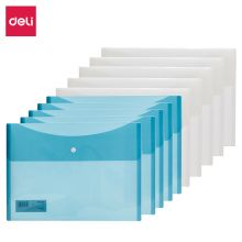 得力(deli)10只A4加厚按扣透明文件袋 防水资料袋 5522