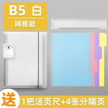 迪士比DSB金属夹可拆卸网格活页本B5/60张 透明白1本装
