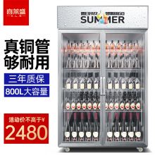 喜莱盛 展示柜冷藏柜商用饮料柜冰箱水果保鲜柜 双门星光银（铝合金门） 直冷