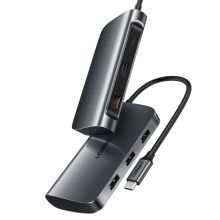 绿联(UGREEN)六合一Type-C扩展坞（千兆网卡+HDMI+3USB+PD款） 深空灰 50771
