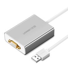 绿联 USB转VGA外置显卡转换器线 支持多平台 银色 40244
