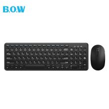 航世（BOW）HW256 无线键盘鼠标套装 办公键鼠套装 超薄静音 防泼溅 黑色