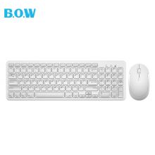 航世（BOW）HW256 无线键盘鼠标套装 办公键鼠套装 超薄静音 防泼溅 白色