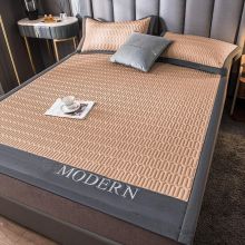 南极人 乳胶凉席三件套家用冰丝席 modern-香槟金 1.5米凉席+枕套1对