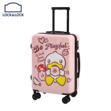 LOCK&LOCK乐扣乐扣拉杆箱行李箱小黄鸭联名行李箱20英寸可爱卡通儿童旅行箱 粉色LY110003 20寸