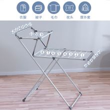 欧润哲 双层晾衣架 多功能快速折叠衣架 阳台简易折叠晾衣架 双层 灰色