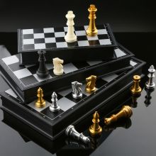 国际象棋初学者培训比赛专用便携式棋盘高档黑白棋子 大号4812B黑白色