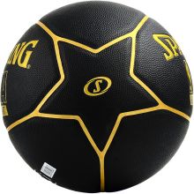 斯伯丁Spalding 室内外NBA比赛篮球黑色PU材质金色蓝球 74-634Y
