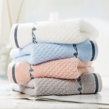 洁丽雅（Grace）毛巾家纺 纯棉绣花洗脸巾简约素雅四条装 红*兰*白*灰各一条