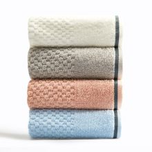 洁丽雅（Grace）毛巾家纺 纯棉绣花洗脸巾简约素雅四条装 红*兰*白*灰各一条