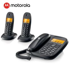 摩托罗拉(Motorola) 数字无绳电话机 无线座机 子母机一拖二 双免提套装CL102C(黑色)
