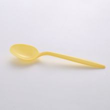 一次性勺子长炳甜品勺 塑料加厚饭勺西餐勺 ES1黄色 100支