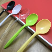 一次性勺子长炳甜品勺 塑料加厚饭勺西餐勺 ES1黄色 100支