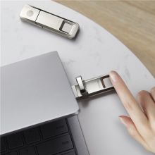 爱国者(aigo)指纹加密U盘 U90 64GB 金属亮银 USB3.0 高速金属优盘安全硬加密