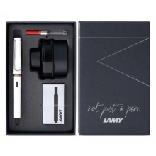 凌美(LAMY)狩猎者钢笔墨水套装（墨水+吸墨器+墨胆） 50周年套盒 亮白色EF尖