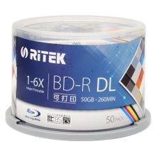 铼德(RITEK)蓝光可打印BD-R 1-6速50G 空白光盘 桶装50片