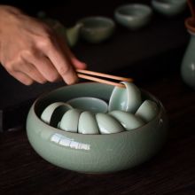 笔洗三件套文房四宝套装毛笔洗笔缸茶洗水洗砚台大号 杏色 弟粉三脚笔洗