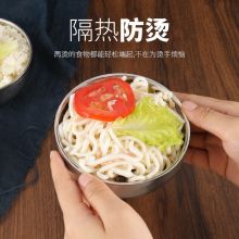 贝瑟斯 不锈钢碗 6只装12CM家用饭碗汤碗餐具 双层隔热防烫
