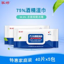 家婷 75%酒精湿巾40片 酒精棉片大号卫生清洁一次性湿巾