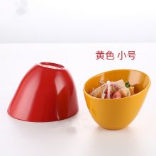 彩色蔬菜桶塑料火锅碗密胺餐具 B款大号橙色斜口碗（一个）