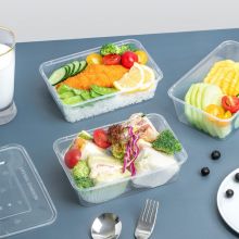 特美居 一次性饭盒餐盒长方形透明塑料快餐盒 300只装750ml