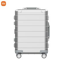 小米 行李箱 铝镁合金拉杆箱金属旅行箱20英寸万向轮登机箱密码箱银色