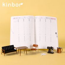 kinbor创意2022全年A5时间轴多功能内页皮面笔记本DT53107蜜粉