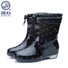 回力 雨鞋女士中筒防水胶鞋 HXL523 黑色加绒 38