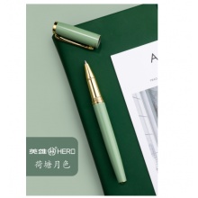 英雄(HERO)A12 签字笔中性黑色宝珠笔碳素金属笔杆0.5mm