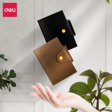 得力(deli) 按扣口袋本笔记本子 日记本 A6/96张 黑色棕色两本装 22268