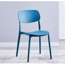 蓝色洽谈椅环保加厚ABS注塑一体成型