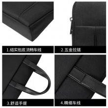 优必利 文件包商务大容量公文包 双层手提防水帆布拉链袋会议文件袋 831A黑色