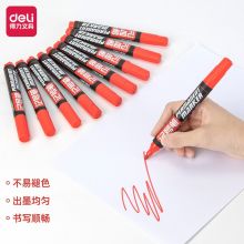 得力(deli)红色粗头油性记号大头笔 10支/盒6881