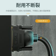 绿联 VGA线高清工程级3+9线芯 公对公双磁环 黑色 圆线 15米