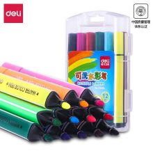 得力（deli） 可水洗水彩笔  粗三角杆12色/盒 70656