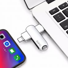 banq 128GB Type-C3.1 USB3.0 U盘C91高速款 银色 OTG两用全金属360度旋转设计