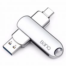 banq 256GB Type-C3.1 USB3.0 U盘C91高速款 银色 OTG两用全金属360度旋转设计