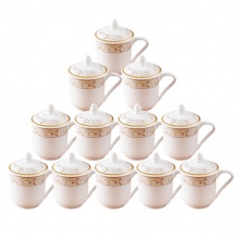  乐享 茶杯陶瓷带盖12只装办公茶杯 联璧合