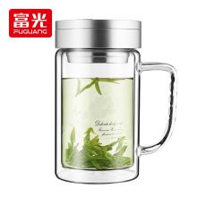 富光 健牌双层玻璃杯 茶杯 办公杯700B-520ML