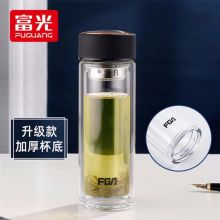 富光玻璃杯 双层茶水分离杯 泡茶杯320ML雅黑
