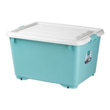 茶花收纳箱大号80L 有滑轮整理箱 马卡龙蓝