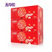 五月花抽纸 纸巾 盒装面纸 喜庆装 200抽*36盒