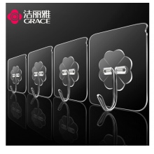 洁丽雅（Grace）挂钩 20个装 粘胶贴墙壁无痕挂钩承重吸盘免打孔粘钩6*6cm