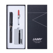 凌美(LAMY)狩猎者钢笔墨囊套装 含吸墨器磨砂黑F尖