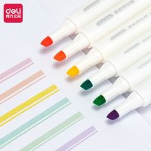 得力(deli)6色柔彩荧光标记笔套装6支/盒33002