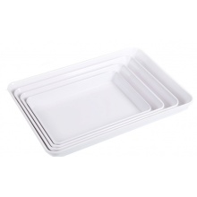 密胺仿瓷长方形盘子 食品级中号白色直角款 35x24.1x3.7cm