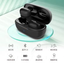 飞利浦（PHILIPS）真无线蓝牙耳机入耳式防水智能能配对通话降噪被动隔音 TAT2255BK黑