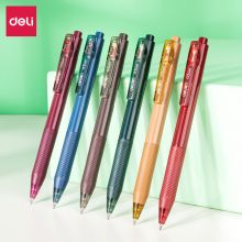 得力(deli)彩色中性笔套装 复古6色软胶护套0.5mm子弹头 6支 33728