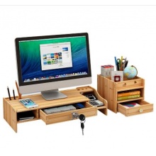 万事佳 Z08-2 液晶电脑显示器 屏增高架 办公用品桌面收纳支架键盘置物架子 樱桃木色