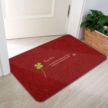 卢太太 入户门口防滑吸水脚垫 四叶草深红 60*90cm